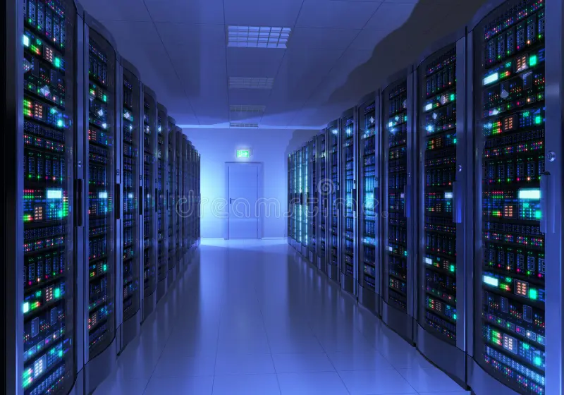 Server room racks ready for equipment installation